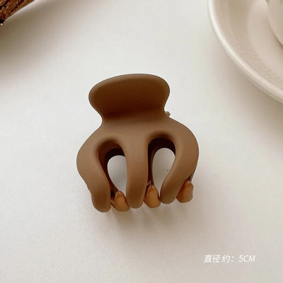 Μόδα Γυναικείες Χρώμα καφέ Μεγάλα νύχια μαλλιών Ακρυλικές φουρκέτες Crab Barrette Κοριάτικο Στολίδι Αξεσουάρ μαλλιών