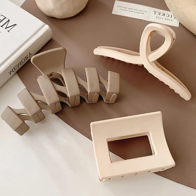 Μόδα Γυναικείες Χρώμα καφέ Μεγάλα νύχια μαλλιών Ακρυλικές φουρκέτες Crab Barrette Κοριάτικο Στολίδι Αξεσουάρ μαλλιών