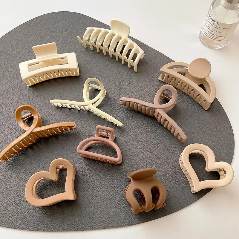 Μόδα Γυναικείες Χρώμα καφέ Μεγάλα νύχια μαλλιών Ακρυλικές φουρκέτες Crab Barrette Κοριάτικο Στολίδι Αξεσουάρ μαλλιών