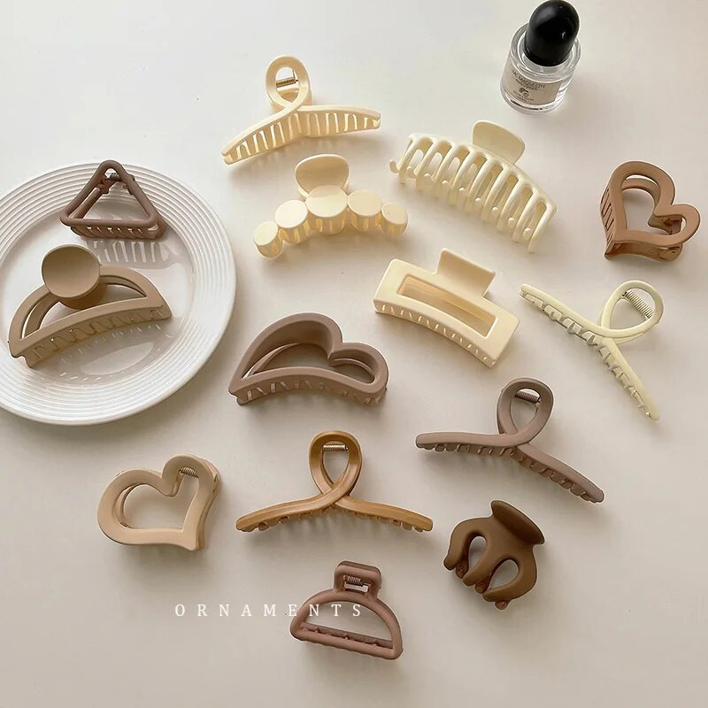 Μόδα Γυναικείες Χρώμα καφέ Μεγάλα νύχια μαλλιών Ακρυλικές φουρκέτες Crab Barrette Κοριάτικο Στολίδι Αξεσουάρ μαλλιών