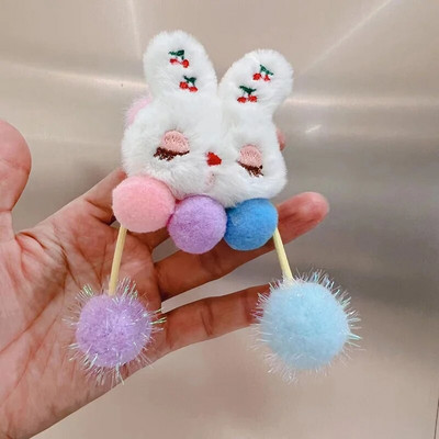 Drăguț Desene Animat Pluș Iepure Panda Floare Păpușă Minge Colorată Pandantiv Frânghie Păr Copii Prințese Fete Coadă de Cal Bentita Accesorii