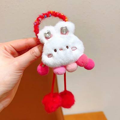 Drăguț Desene Animat Pluș Iepure Panda Floare Păpușă Minge Colorată Pandantiv Frânghie Păr Copii Prințese Fete Coadă de Cal Bentita Accesorii