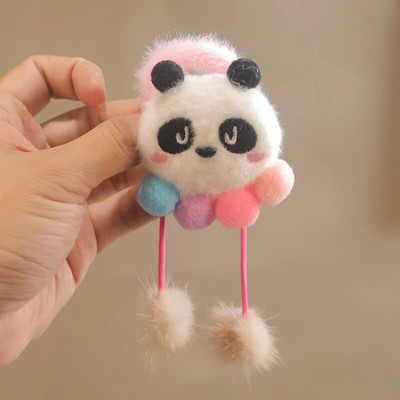 Drăguț Desene Animat Pluș Iepure Panda Floare Păpușă Minge Colorată Pandantiv Frânghie Păr Copii Prințese Fete Coadă de Cal Bentita Accesorii