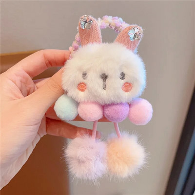 Drăguț Desene Animat Pluș Iepure Panda Floare Păpușă Minge Colorată Pandantiv Frânghie Păr Copii Prințese Fete Coadă de Cal Bentita Accesorii