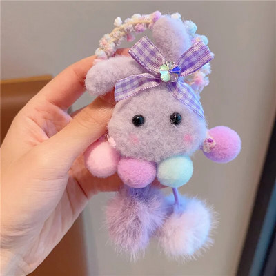 Drăguț Desene Animat Pluș Iepure Panda Floare Păpușă Minge Colorată Pandantiv Frânghie Păr Copii Prințese Fete Coadă de Cal Bentita Accesorii