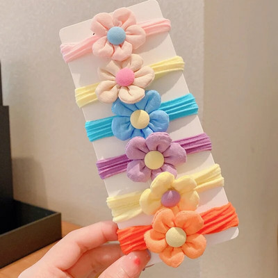 Laste juukseaksessuaarid Lilledega juuksesõrmus Armas ja armas hobusesaba juuksesõrmus Väikese tüdruku punutud käterätist sõrmus juuste aksessuaarid