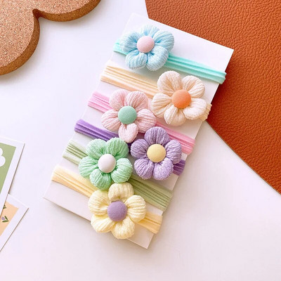 Laste juukseaksessuaarid Lilledega juuksesõrmus Armas ja armas hobusesaba juuksesõrmus Väikese tüdruku punutud käterätist sõrmus juuste aksessuaarid