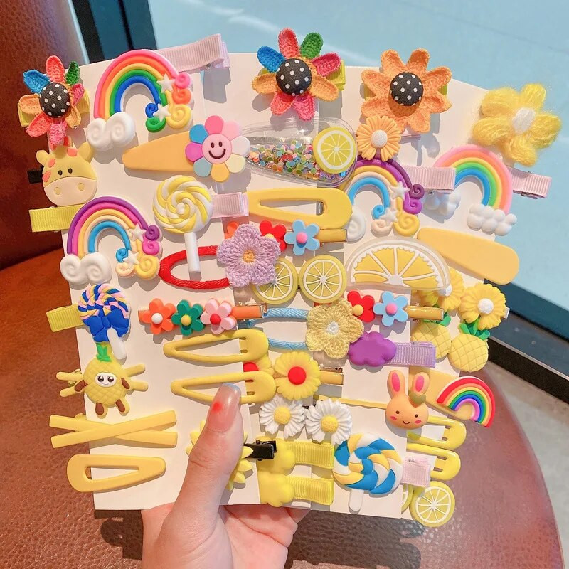 Vaikiškų plaukų segtukų rinkinys Gyvūnų vaisiai Mieli Paprasti Animaciniai Šoniniai Klipai Nauji Vaikiški galvos apdangalai Didmeninė prekyba