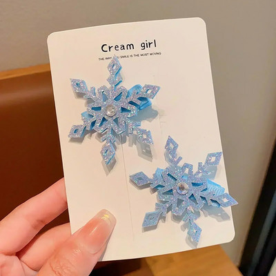 2 TK Uus Printsess Snowflake Tüdrukud Armasad juuksenõelad Laste Peakatted Hairgrip Juukseklambrid Barrettes Juukseaksessuaarid