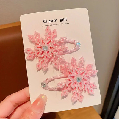 2 TK Uus Printsess Snowflake Tüdrukud Armasad juuksenõelad Laste Peakatted Hairgrip Juukseklambrid Barrettes Juukseaksessuaarid