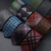Мъжка карирана вратовръзка Памучна черна сива червена вратовръзка Ръчно изработена вълнена тясна яка Вратовръзки Сватбен бизнес парти костюм Риза Аксесоар за подарък