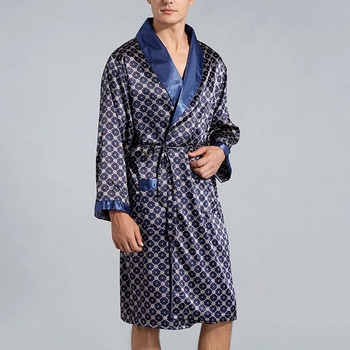 Μόδα ανδρική σατέν μπουρνούζι που μοιάζει με μεταξωτό πολυτελές πιτζάμες μπουρνούζι κιμονό Ρόμπες μπουρνούζι φόρεμα ύπνου Σαλόνια