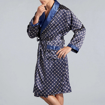 Модни мъжки сатенени халати за баня, подобни на коприна, луксозни пижами, кимоно, халати, халати, спално облекло, спално облекло