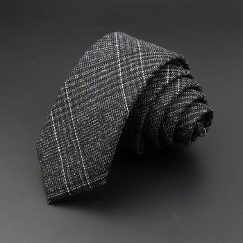 Ανδρικές γραβάτες 6 εκ. Κλασικές βαμβακερές χειροποίητες Skinny γκρι καρό γραβάτες Ριγέ στενό γιακά Λεπτό κασμίρ Αξεσουάρ Casual Tie Δώρο