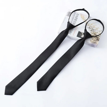 Μαύρες γραβάτες με φερμουάρ Unisex Ρετρό μεταξένιο στενό δέσιμο στο λαιμό Λεπτό γυναικείο παπιγιόν Κορεάτικο στυλ Απλή κομψή μοντέρνα γραβάτα