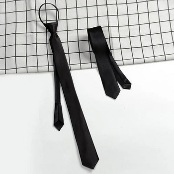 Μαύρες γραβάτες με φερμουάρ Unisex Ρετρό μεταξένιο στενό δέσιμο στο λαιμό Λεπτό γυναικείο παπιγιόν Κορεάτικο στυλ Απλή κομψή μοντέρνα γραβάτα