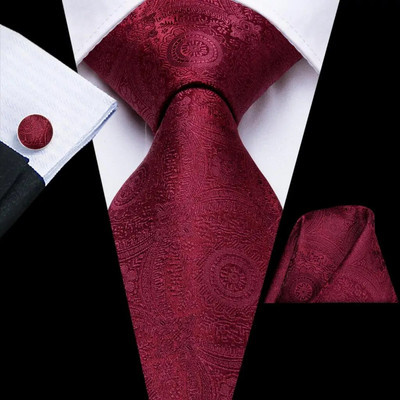 Hi-Tie Designer Sarkans bordo rūtains zīda kāzu kaklasaite vīriešiem Ērta aproču poga dāvana vīriešu kaklasaite Mode biznesa ballīte Dropshiping