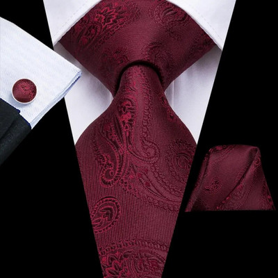 Hi-Tie Designer Sarkans bordo rūtains zīda kāzu kaklasaite vīriešiem Ērta aproču poga dāvana vīriešu kaklasaite Mode biznesa ballīte Dropshiping