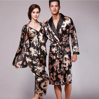 KWAN.Z мъжки халат, въртящо се копринено кимоно, халат с дълги ръкави, дълга пижама, мъжка рокля, китайски дракон, мъжки халат за баня albornoz