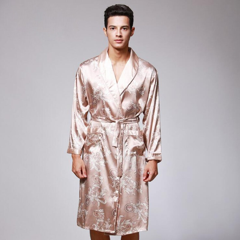 KWAN.Z muški ogrtač za kupanje svileni kimono dugih rukava ogrtač longo pidžama muška haljina kineski zmaj ogrtač za kupanje muški albornoz