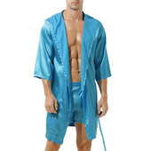Muški ogrtači s kapuljačom Široki satenski ljetni ogrtač poput svile, pidžama, spavaćica, kupaći ogrtač, spavaćica, kimono ogrtač