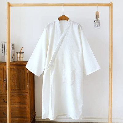 Halat de baie subțire din bumbac vafre de primăvară și vară Cardigan Haine pentru bărbați Îmbrăcăminte largi cu șireturi Îmbrăcăminte pentru baie care elimină umezeala