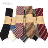 Modes jauns, karsti rūtains, svītrains 100% kokvilnas kaklasaite 7 cm vīriešu elegants brūns haki sarkans tumši melns kāzu ballīšu uzvalks Cravat dāvanu aksesuārs