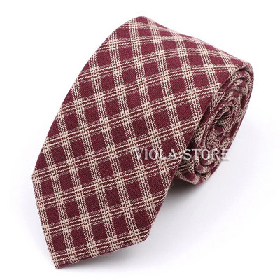 Modes jauns, karsti rūtains, svītrains 100% kokvilnas kaklasaite 7 cm vīriešu elegants brūns haki sarkans tumši melns kāzu ballīšu uzvalks Cravat dāvanu aksesuārs