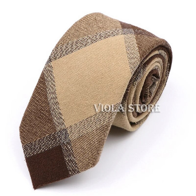 Modes jauns, karsti rūtains, svītrains 100% kokvilnas kaklasaite 7 cm vīriešu elegants brūns haki sarkans tumši melns kāzu ballīšu uzvalks Cravat dāvanu aksesuārs