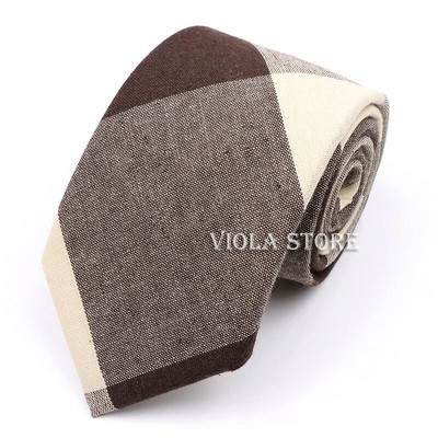 Modes jauns, karsti rūtains, svītrains 100% kokvilnas kaklasaite 7 cm vīriešu elegants brūns haki sarkans tumši melns kāzu ballīšu uzvalks Cravat dāvanu aksesuārs