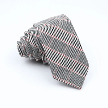 Мъжка вратовръзка Памучно сиво черно карирано вратовръзка Тясна яка Тънки вратовръзки Сватбен бизнес костюм Риза Подарък за мъже Аксесоар