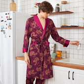 Meeste satiinist öösärk, kimonokleit, magamisriided, kodune hommikumantel, tiigrimustriga unerõivad, suvine