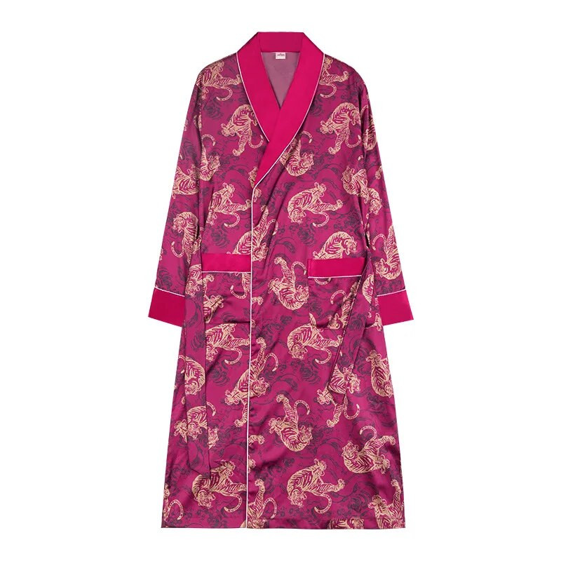 Meeste satiinist öösärk, kimonokleit, magamisriided, kodune hommikumantel, tiigrimustriga unerõivad, suvine