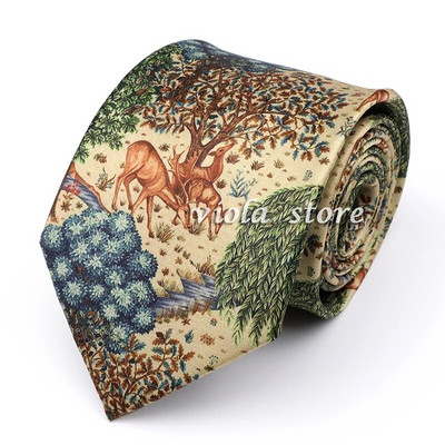 Vintage Floral στάμπα χακί πράσινη γραβάτα 8cm Polyester Silk Touch Ανδρική καθημερινή στολή για πάρτι σμόκιν Αντρικό αξεσουάρ δώρου Cravat