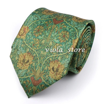 Vintage Floral στάμπα χακί πράσινη γραβάτα 8cm Polyester Silk Touch Ανδρική καθημερινή στολή για πάρτι σμόκιν Αντρικό αξεσουάρ δώρου Cravat