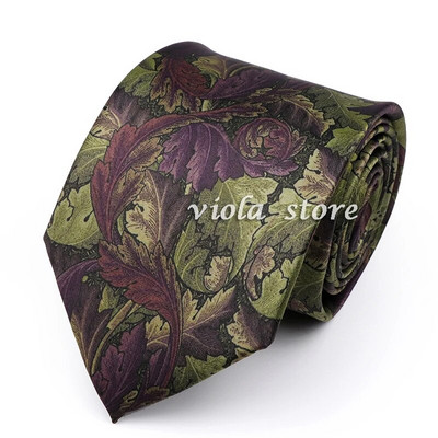 Vintage Floral στάμπα χακί πράσινη γραβάτα 8cm Polyester Silk Touch Ανδρική καθημερινή στολή για πάρτι σμόκιν Αντρικό αξεσουάρ δώρου Cravat