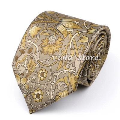 Vintage Floral στάμπα χακί πράσινη γραβάτα 8cm Polyester Silk Touch Ανδρική καθημερινή στολή για πάρτι σμόκιν Αντρικό αξεσουάρ δώρου Cravat
