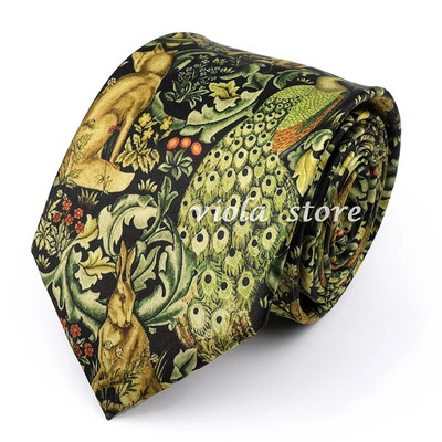 Vintage Floral στάμπα χακί πράσινη γραβάτα 8cm Polyester Silk Touch Ανδρική καθημερινή στολή για πάρτι σμόκιν Αντρικό αξεσουάρ δώρου Cravat
