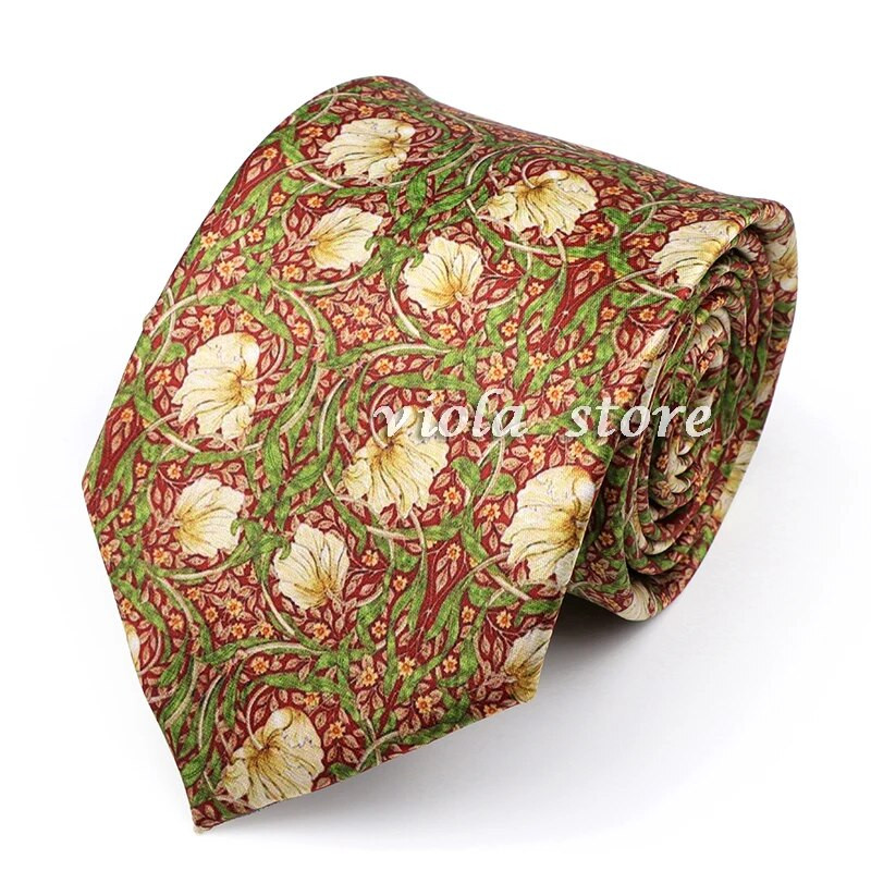 Vintage Floral στάμπα χακί πράσινη γραβάτα 8cm Polyester Silk Touch Ανδρική καθημερινή στολή για πάρτι σμόκιν Αντρικό αξεσουάρ δώρου Cravat