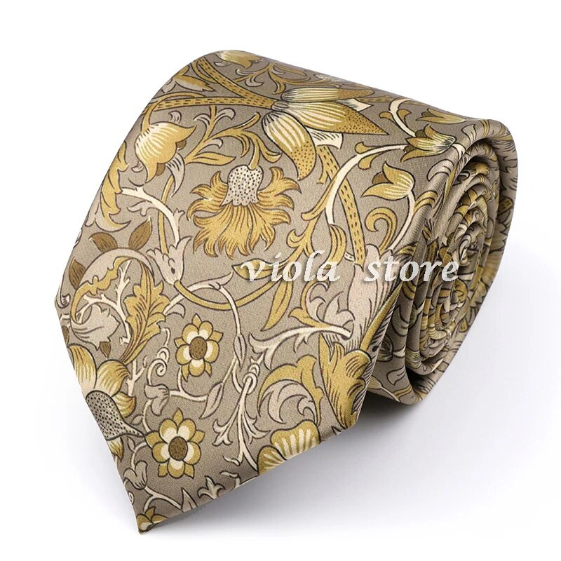 Vintage Floral στάμπα χακί πράσινη γραβάτα 8cm Polyester Silk Touch Ανδρική καθημερινή στολή για πάρτι σμόκιν Αντρικό αξεσουάρ δώρου Cravat