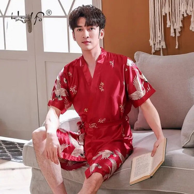 Robe din satin pentru bărbați Robe și femei Iubitorii de halate de nuntă Lenjerie de dormit pentru luna de miere Halat de baie Kimono de mătase Pijamale Halat de baie Rochie de noapte