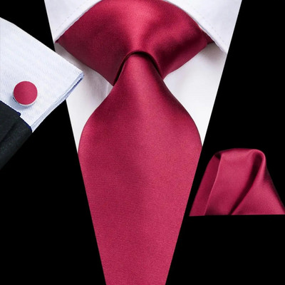 Hi-Tie Designer Sarkans bordo rūtains zīda kāzu kaklasaite vīriešiem Ērta aproču poga dāvana vīriešu kaklasaite Mode biznesa ballīte Dropshiping