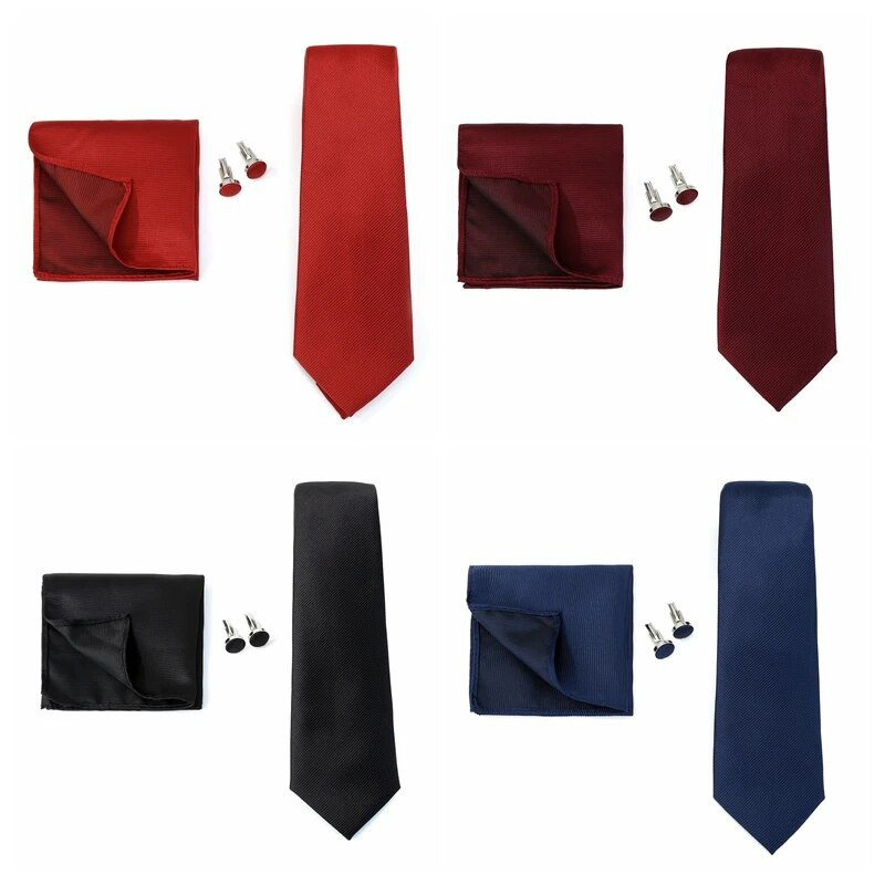 HUISHI vīriešu kaklasaites vienkrāsains formāla kāzu kaklasaite žakarda austi kaklasaite kabatlakats aproču pogas vīriešiem biznesa uzvalks 3gab kāzu