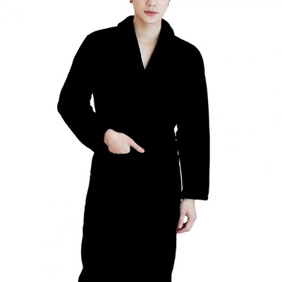 Halat de baie pentru cuplu Coral Fleece Cusătură deschisă Culoare uni Îngroșare talie strânsă Centura de baie Buzunare unisex Halat de baie pentru dormitor