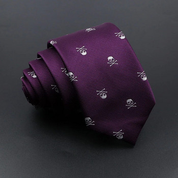 Нови ежедневни тънки вратовръзки с череп за мъже Класически полиестерни червени сини вратовръзки Модна мъжка вратовръзка за сватбено парти Косплей вратовръзка