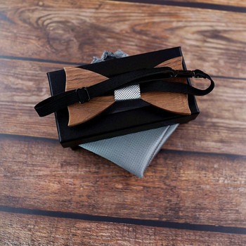 Νέο σχέδιο 3D Ξύλινη γραβάτα Pocekt τετράγωνα μανικετόκουμπα Μόδας ξύλινο παπιγιόν γάμου δείπνο Χειροποίητη corbata Ξύλινες γραβάτες Gravata