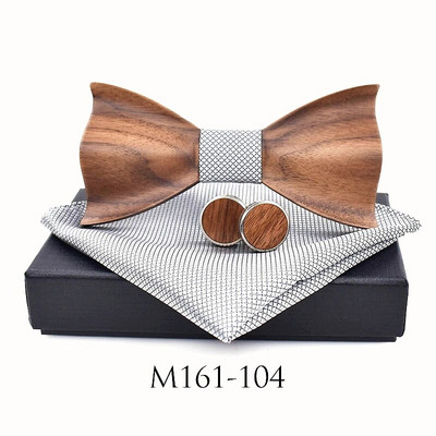 Jauns dizains 3D Koka kaklasaite Pocekt Square Aproču pogas Modes koka tauriņš kāzu vakariņas Roku darbs corbata Wooden Ties Gravata komplekts