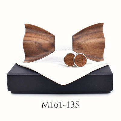 Jauns dizains 3D Koka kaklasaite Pocekt Square Aproču pogas Modes koka tauriņš kāzu vakariņas Roku darbs corbata Wooden Ties Gravata komplekts