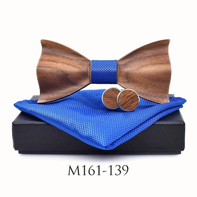 Jauns dizains 3D Koka kaklasaite Pocekt Square Aproču pogas Modes koka tauriņš kāzu vakariņas Roku darbs corbata Wooden Ties Gravata komplekts