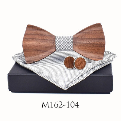 Jauns dizains 3D Koka kaklasaite Pocekt Square Aproču pogas Modes koka tauriņš kāzu vakariņas Roku darbs corbata Wooden Ties Gravata komplekts